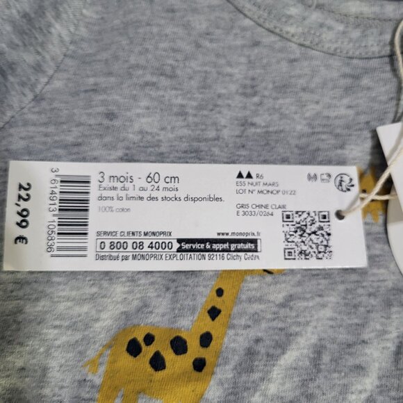 bout'chou Unisex Baby Footie Sleepers One Piece 2 pc set Giraffe Zoo Animals NWT - Picture 4 of 4